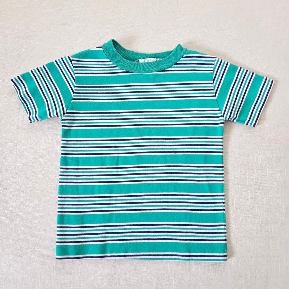 Vintage Healthtex Green Striped Tee 4t